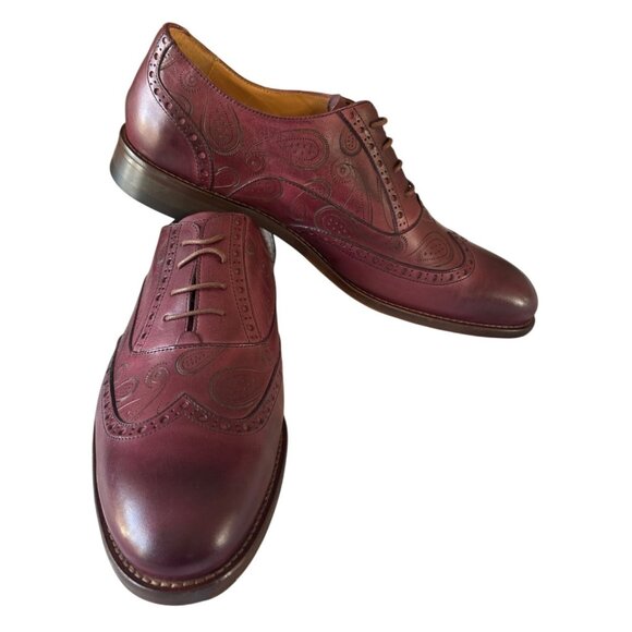 Paul Fredrick Mens US M Burgundy Oxford Dress Shoes Leather